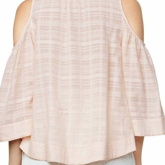 BCBGMaxazria ELIN Blouse Feminine Pink Peach Sheer Cotton Top S Beach NWT $158 - Picture 3 of 12
